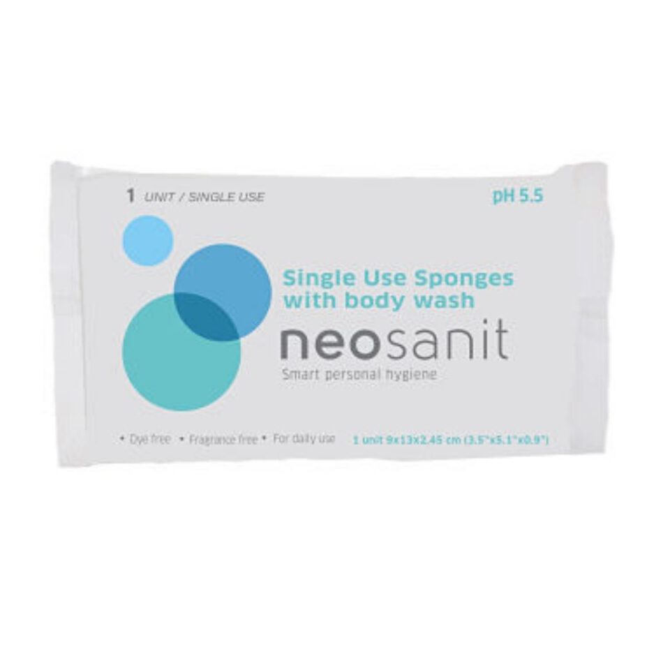 NS-001 SINGLE USE SPONGE WITH BODY WASH – INDIVIDUAL PACK