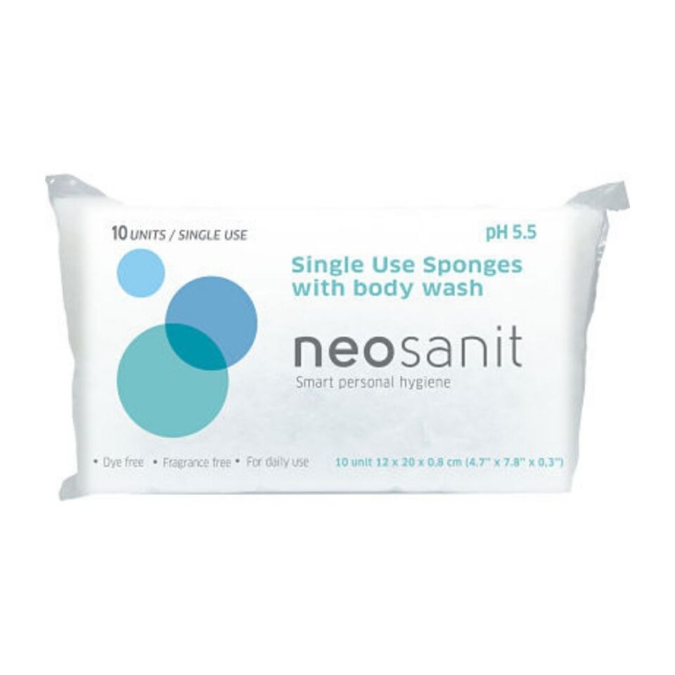 NS-002 SINGLE USE SPONGE WITH BODY WASH – PACK  10